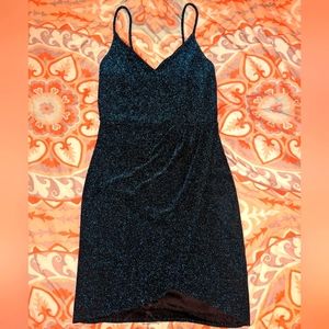 Lulu's size Small Glitter Teal Bodycon Dress